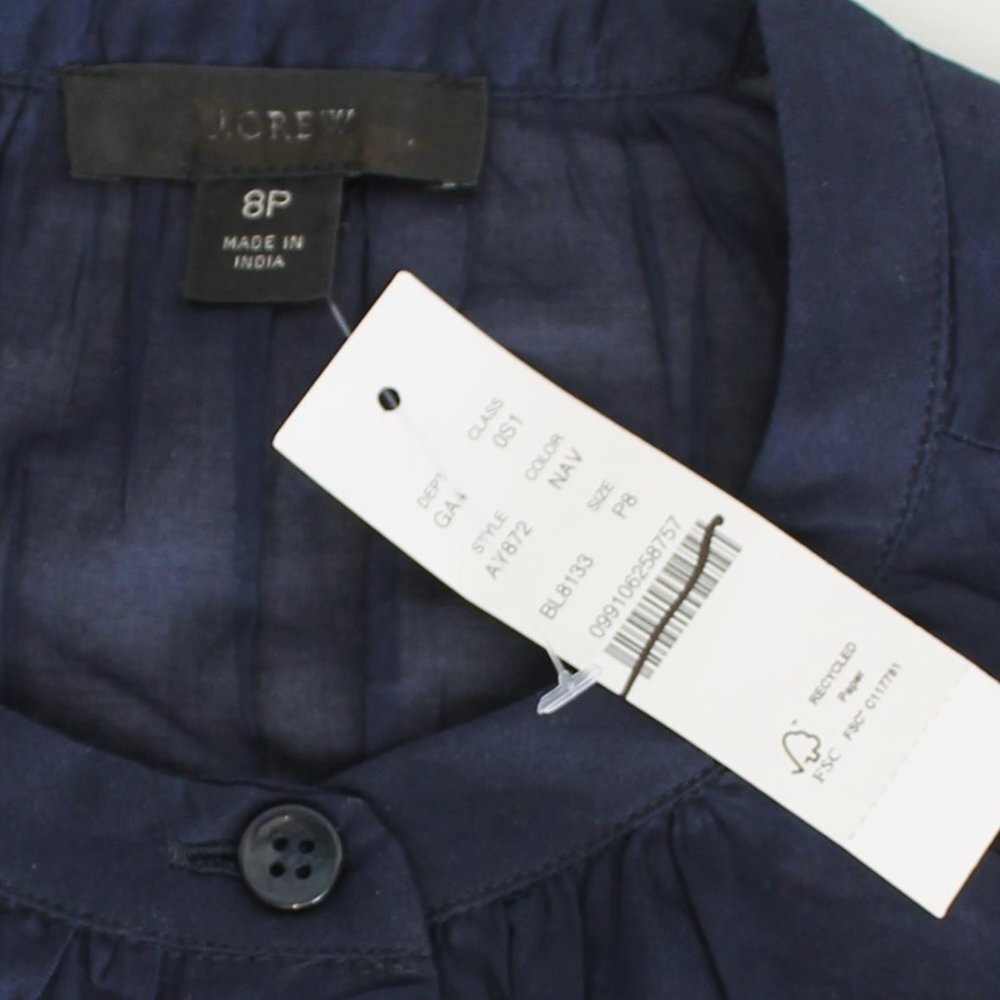 J Crew Petite Tie-waist cotton voile midi dress navy - Picture 4 of 4